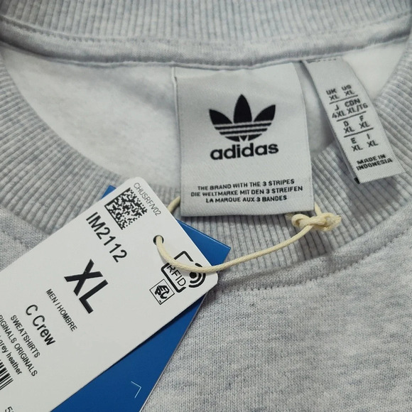 Adidas Adicolor Contempo Crewneck Grey Sweatshirt Size XL - Picture 4 of 5